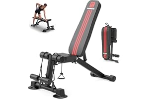 Adjustable Weight Bench,1 S Quick Folding and Unfolding Strength Training Workout Benches for Fast Adjustment Full Body Workout,Load 800LBS(Black) K KiNGKANG
