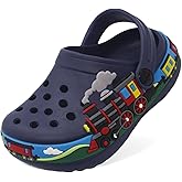 Boys Girls Toddler Clogs Little Kids Slip on Slides Sandals Slippers Cute Cartoon Train Pattern Garden Clogs Summer Indoor Outdoor Beach Pool Water Shoes