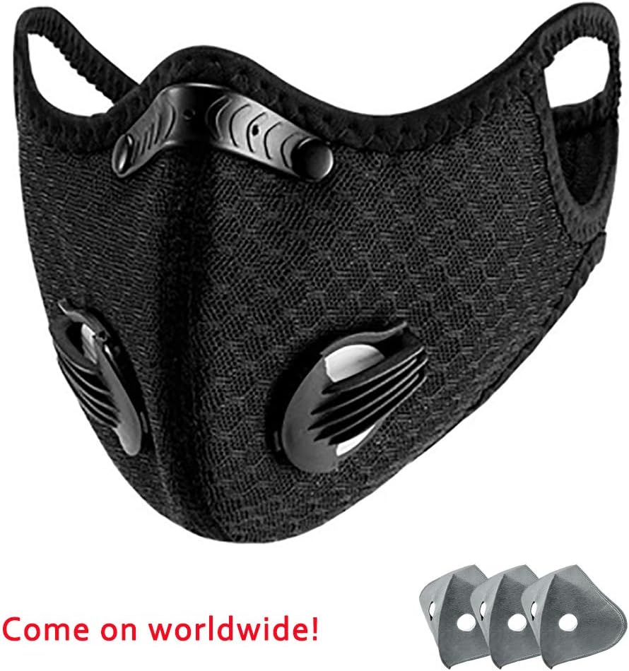 INEP Masks, dust masks, activated carbon dust masks with filters, with 3 air filters for running/sports/bicycle/daily activities