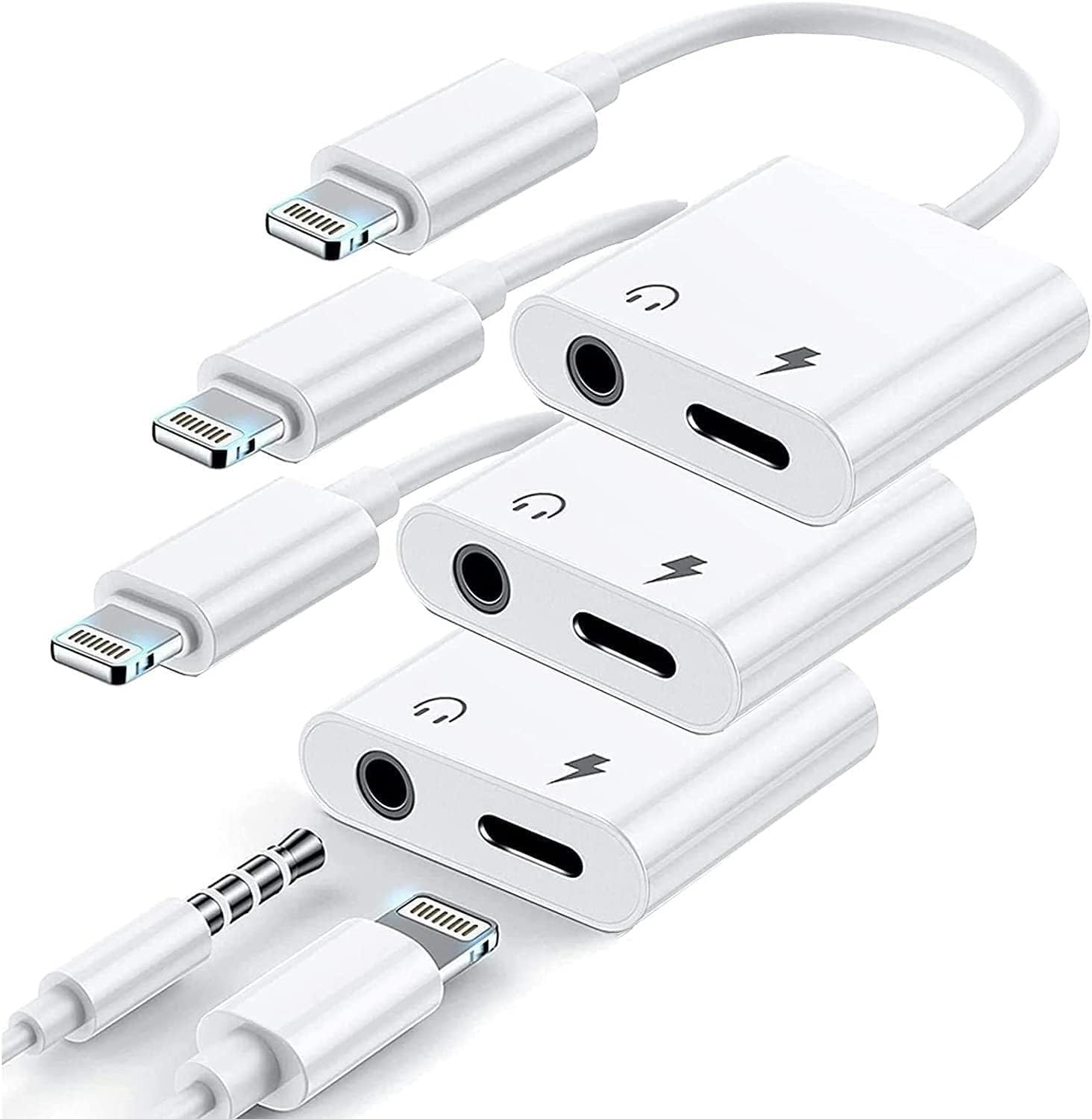 Photo 1 of [Apple MFi Certified] iPhone Headphones Fast Charging Audio Adapter,3Pack 2-in-1 Lightning to 3.5mm Headphone Jack Dongle Splitter,Supports Hi-Res Lossless Sound for iPhone 14/13/12/11/XS/XR/8/7