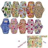 OHBABYKA Reusable Women Bamboo Sanitary Napkins Menstrual Pads/Cloth, a Mini Bag, Size M