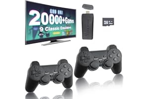 ZLYSYCM Wireless Retro Game Console, Retro Game Stick, Nostalgia Stick Game, 20,000+ Games & 9 Emulators Built in, Plug and Play Video Games for Tv 4K HDMI, 2.4g Wireless Controllers (64G)