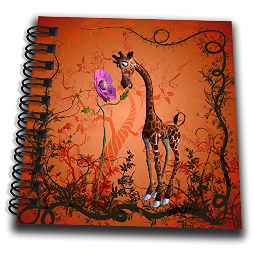 3D Rose Funny Giraffe Speak with a Flower Mini Notepad, 4" x 4"