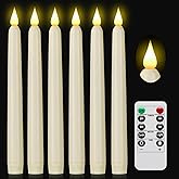Flameless Taper Candles with Remote Control,6pack Dripless Plastic LED Candles,Flickering Candle Battery Operated,9.2'’Classic Tall Candle for Wedding,Party,Halloween,Christmas,Home Decor (Ivory)