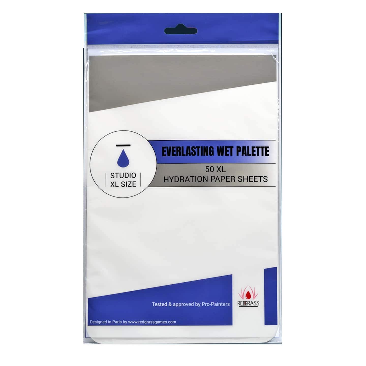 Redgrassgames 50 Hydration Paper Sheets for Everlassting Wet Palette - Studio XL - Hydration Paper for Miniature Painting, Grey