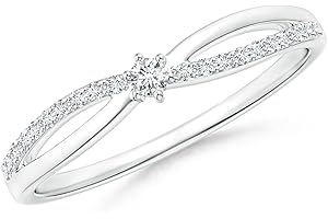 Angara Split Shank Diamond Promise Ring for Women in Sterling Silver/14K Solid Gold | Birthday, Engagement, Anniversary, Wedding Jewelry Gift for Women