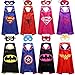 Sholin Superhero Dress Up Costumes 4 Double-sided Design Satin Capes with 8 Felt Masks for Boys and Girls