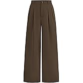 KIRUNDO Wide Leg Dress Pants for Women High Waisted Office Work Trousers Business Casual Slacks Button Flowy Palazzo Pant