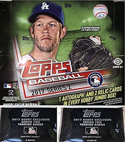 2017 Topps Series 2 Baseball Jumbo Box (10 Packs of 47 Cards: 1 Autograph,2 Relics, many inserts)