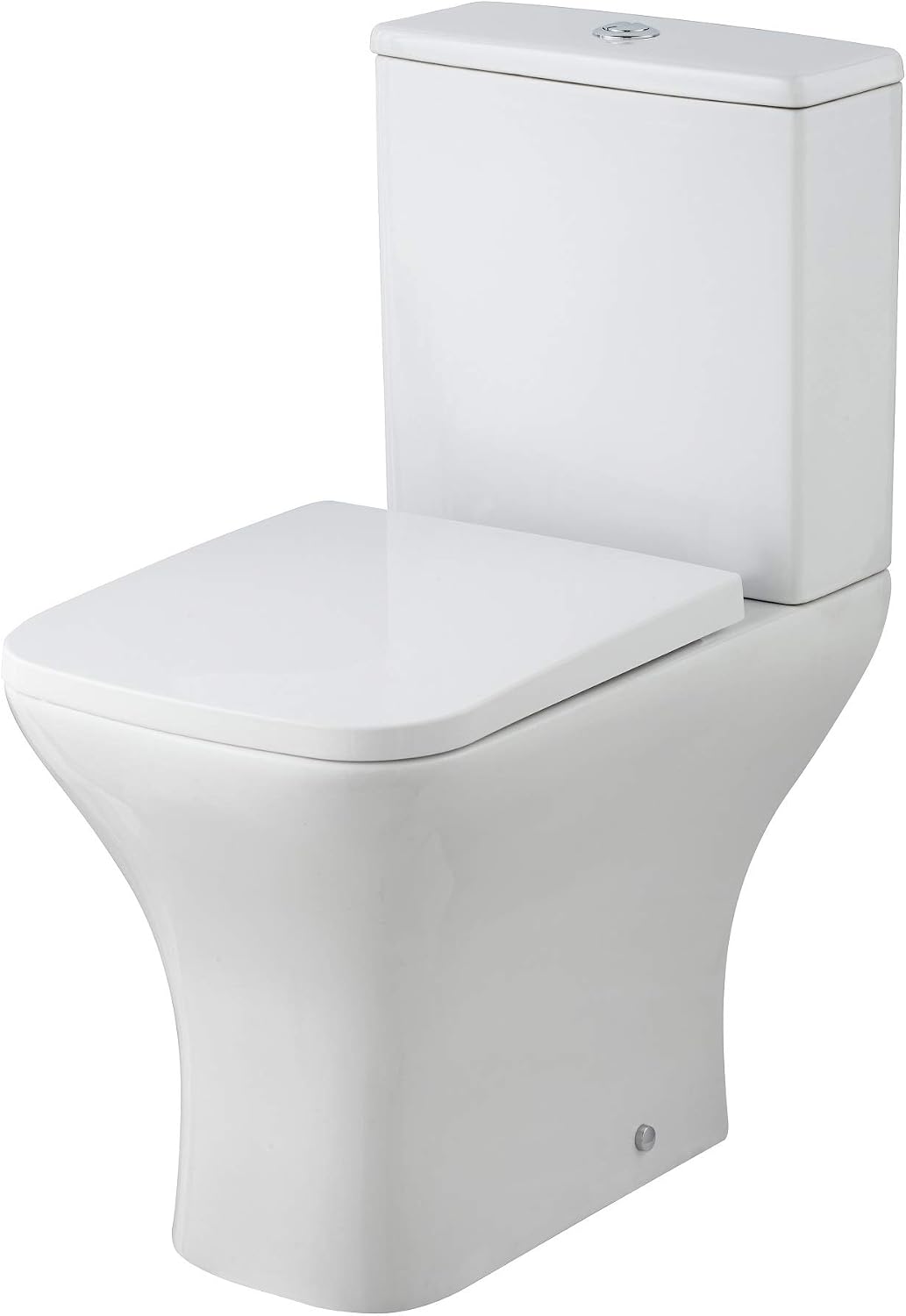 Nuie NCG450 Ava Modern Bathroom Rimless Coupled Toilet Pan, Dual Flush Cistern and Soft Close Seat, White