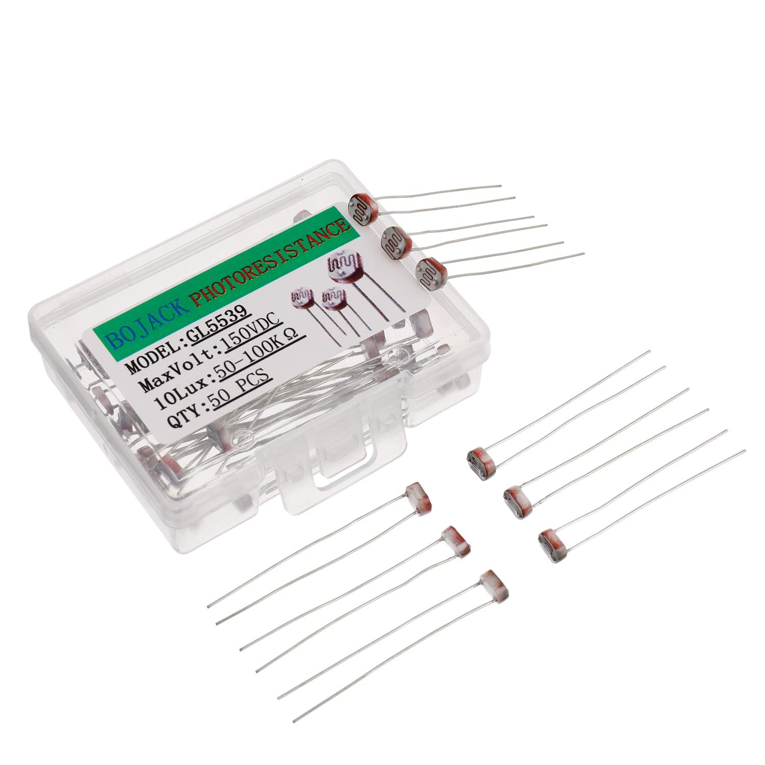 BOJACK 50 Pcs GL5539 Photoresistance 5 mm Photo Light Sensitive Resistor LDR GM5539 5539
