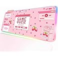JMIYAV Pink RGB Gaming Mouse Pad 31.5x12 Inch PC XL Large Extended Glowing Led Light Up Desk Pad Non-Slip Rubber Base Computer Mouse Pad Cute Mousepad Mat 31.5x12 Inch