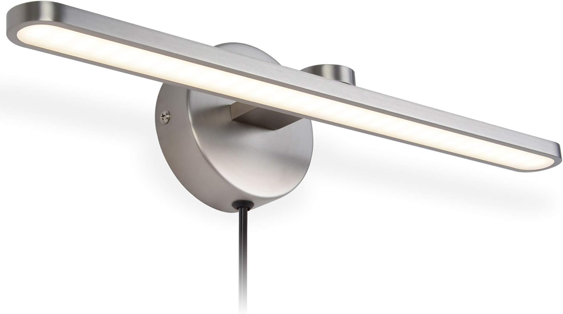 MantoLite LED Vanity Lighting Fixtures, 16 inch Wall Mounted Plug in Light Fixtures Bathroom Over Mirror Lamp Modern Home Bedside Wall Picture Lamps Sconces,11W 3000K Nickel Make-up Mirror Front Lamp