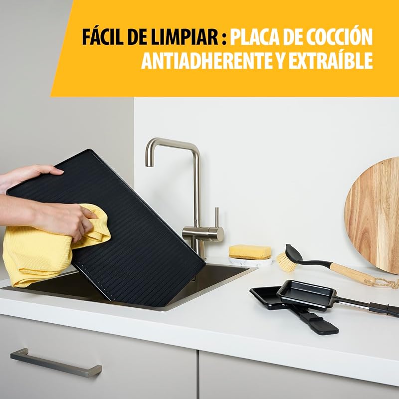 RA-2748 Raclette multifuncional 3 en 1; Raclette, piedra de cocción, grill, plancha/teppanyaki, Para 8 personas con 8 sartenes de raclette incluidas, 1400 W