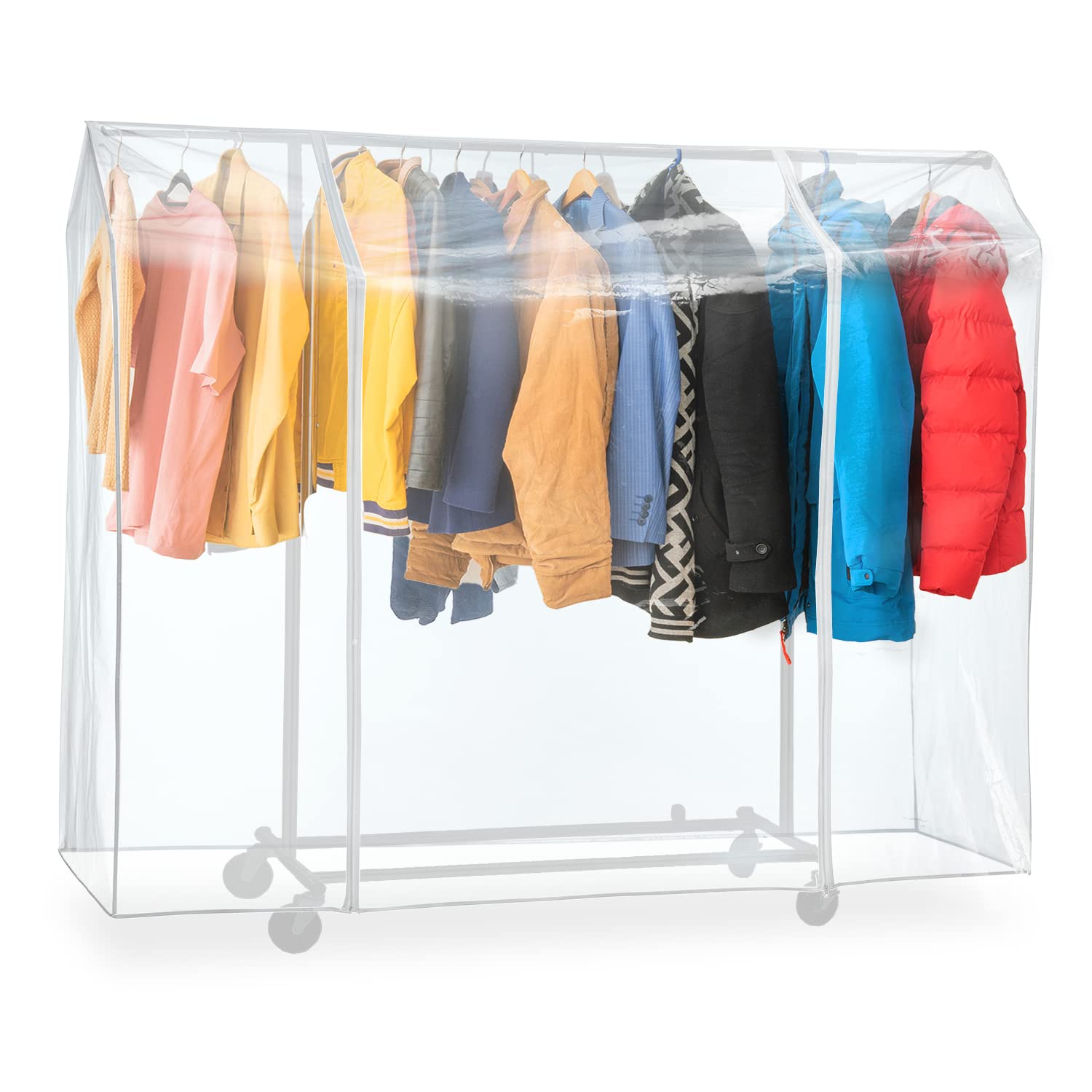 Tatkraft Big Dustproof Protective Cover for Clothes Rail, Easy to Open and Close,Transparent, Extra Wide 6ft (183cm)