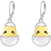KZX Chicken Earrings 925 Sterling Silver Chicken Dangle Earrings Chicken Gifts Animals Jewelry Gift for Women