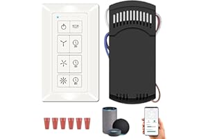 CEILINGBREEZE Smart Universal Ceiling Fan Wall Remote Control, 3 Speed, Light Dimmer,Dip Switch Compatible with Hampton Bay Hunter Wall Control