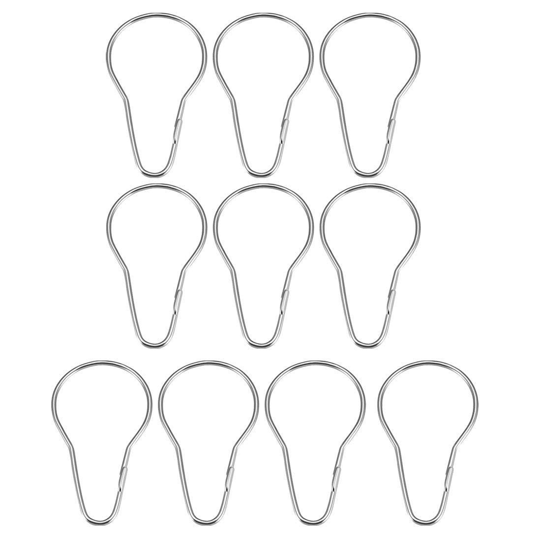 sourcing map Shower Curtain Ring Hooks Metal for Bathroom Shower Rods Curtains Liners 10pcs