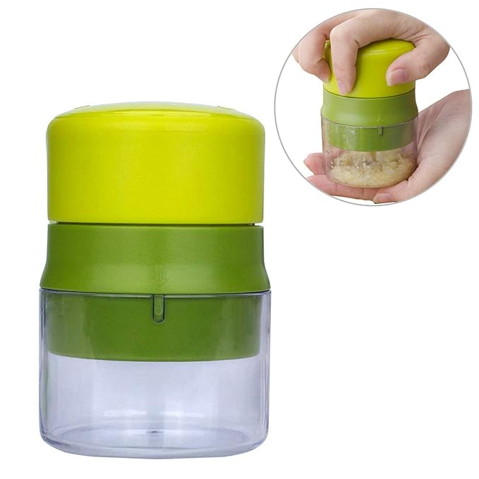 GuDoQi Knoblauchpresse Mit Lagerbehälter Knoblauch-Schneider Multifunktional Mühle Zerkleinerer Für Erdnuss Nussbaum Spülmasc