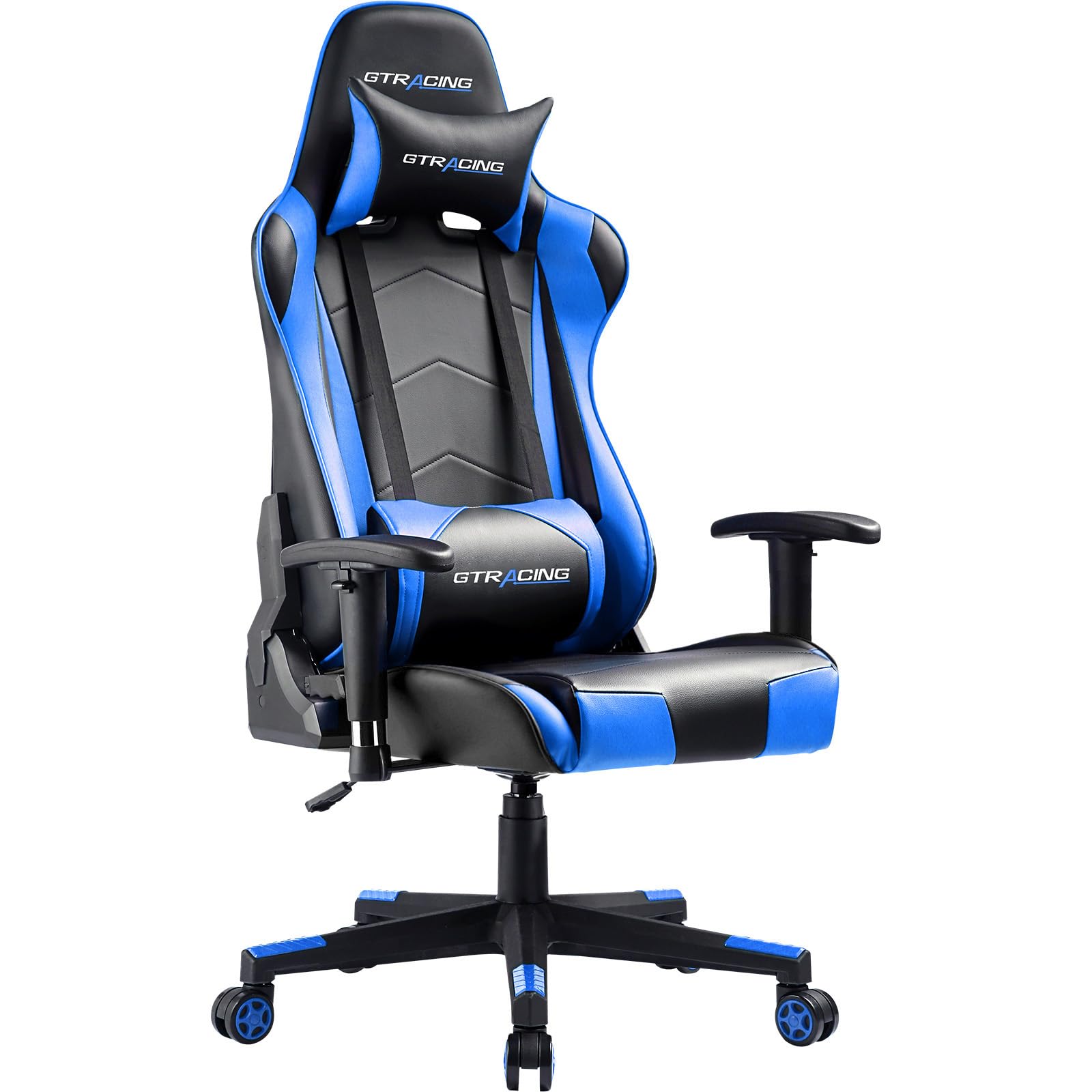 Photo 1 of GTRACING Gaming Chair Racing Office Computer Ergonomic Video Game Chair Backrest and Seat Height Adjustable Swivel Recliner with Headrest and Lumbar Pillow Esports Chair (NavyBlue)