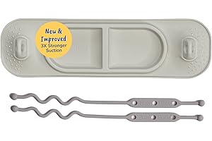 BUSY BABY Silicone Mini Mat - New and Improved Suction Cups, 2 Straps to Secure Baby Essentials, Self Feeding, Baby Led Weaning, Travel Wet Bag Included (Tan Mini)