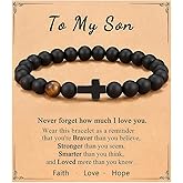SREFGAS Black Beaded Cross Bracelet for Men 0 G Obsidian Cross Beads Bracelets Religious Jesus Bracelets Catholic Christian Jewelry 1 pcs