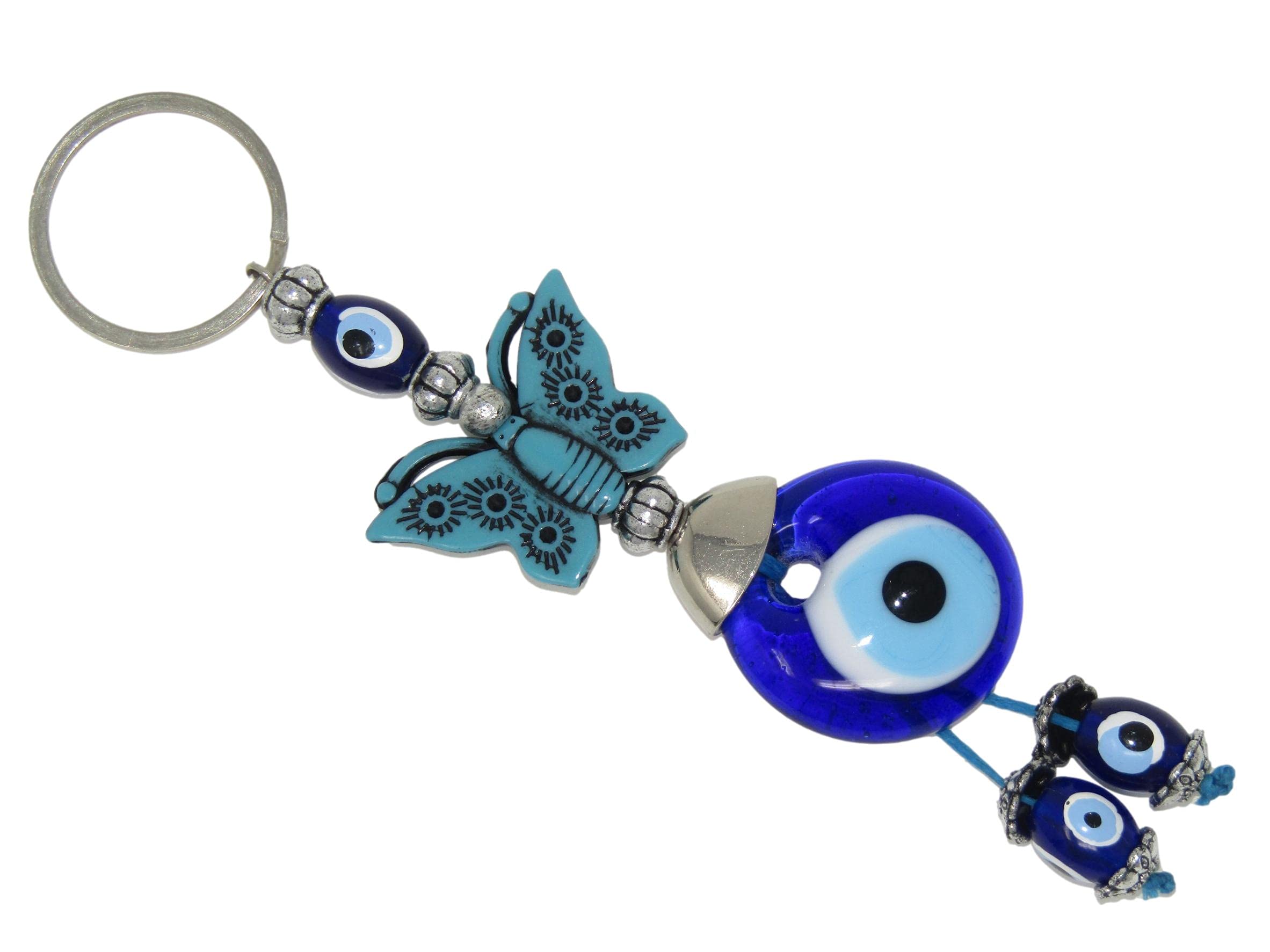 Jeannieparnell 446 - Lucky Butterfly Charm & Lucky Evil Eye Keyring Bag Hanger