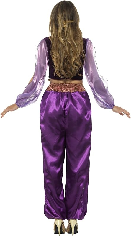 Smiffys Disfraz de princesa árabe, morado, con pantalones, camiseta y velo Halloween, Carnaval — foto 3 de 8