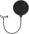 Neewer NW(B-3) 6 inch Studio Microphone Mic Round Shape Wind Pop Filter Mask Shield with Stand Clip (Black Filter)