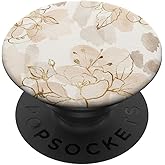Elegant Beige Floral Pattern Minimalist Watercolor Art PopSockets Adhesive PopGrip