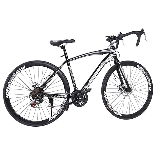 SSYUNO 700c Road Bike City Commuter Bicycle with 21 Speed Disc Brakes, 26" Aluminum Frame Suspension Hybrid Road Bike for Mens/Womens