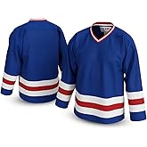 UNLC Miracle USA Inspired Blank Hockey Jersey with Stripes – Authentic Stitched, Breathable & Durable Polyester – Sizes S-5xl