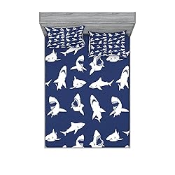 Ambesonne Shark Fitted Sheet & Pillow Sham
