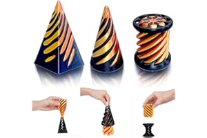 Impossible Cone 3PCS 3D Printed Spiral Cone Fidget Toy, Impossible Pyramid Passthrough Sculpture, Mini Stress Relief Desktop 