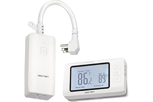 DIGITEN Wireless Thermostat Outlet Temperature Controlled Outlet with Power Cord for Heating and Cooling, Remote Control Plug in Thermostat 1800w for Space Heater, Fan, AC