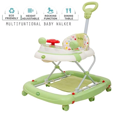 Baybee Enforcer Baby Walker Round Kids Walker for Babies Cycle with Adjustable Height and Musical Toy Bar Rattles and Toys Ultra Soft Seat-Activity Walker for Kids Wheel 6 Months to 2 Years (Green)