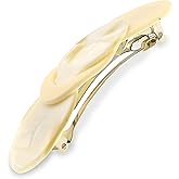 Camila Paris CP2337 French Hair Barrette Clip for Girls Handmade Cream Pearl, Metal Automatic Clasp Strong Hold Grip Hair Clips for Women, No Slip Durable Styling Girls Hair Accessories Made in France
