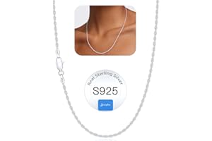Jewlpire 1.5mm 2mm Rope Chain 925 Sterling Silver Chain Necklace for Women, Smooth Sturdy Women's Chains Necklace, 16 18 20 22 24 26 Inch