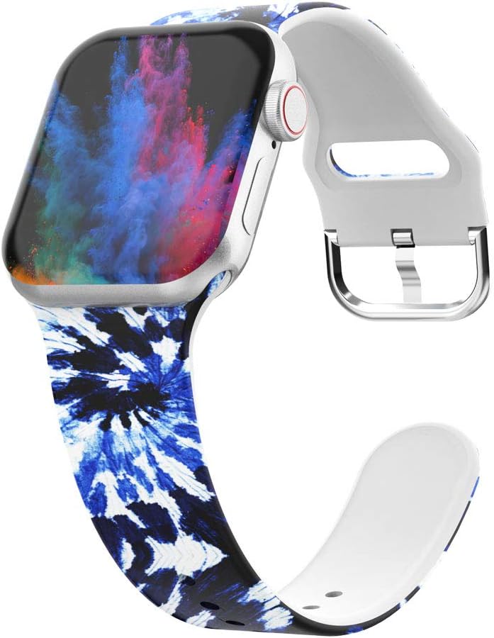 UooMoo Tie-dye Watch Band Compatible for Apple Watch Band 38mm 40mm,Soft Silicone Pattern Printed Bands Womens Replacement Sport Band Compatible for iWatch Series 6 5 4 3 2 1