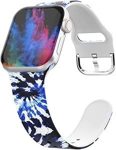 UooMoo Tie-dye Watch Band Compatible for Apple Watch Band 38mm 40mm,Soft Silicone Pattern Printed Bands Womens Replacement Sport Band Compatible for iWatch Series 6 5 4 3 2 1