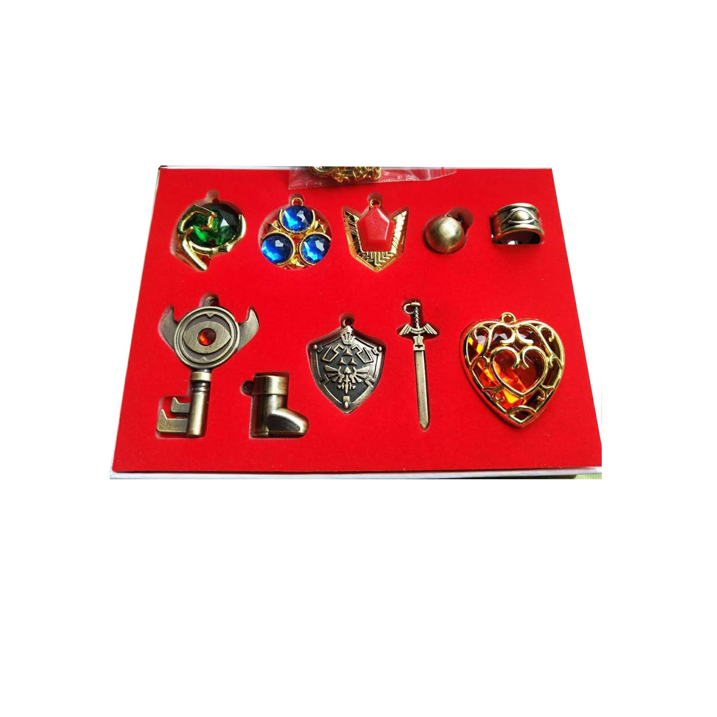 FEIDIAO Breath of The Wild Keychain Necklace Pendant 10pcs Hylian Shield Master Sword Finest Collection Sets Jewelry