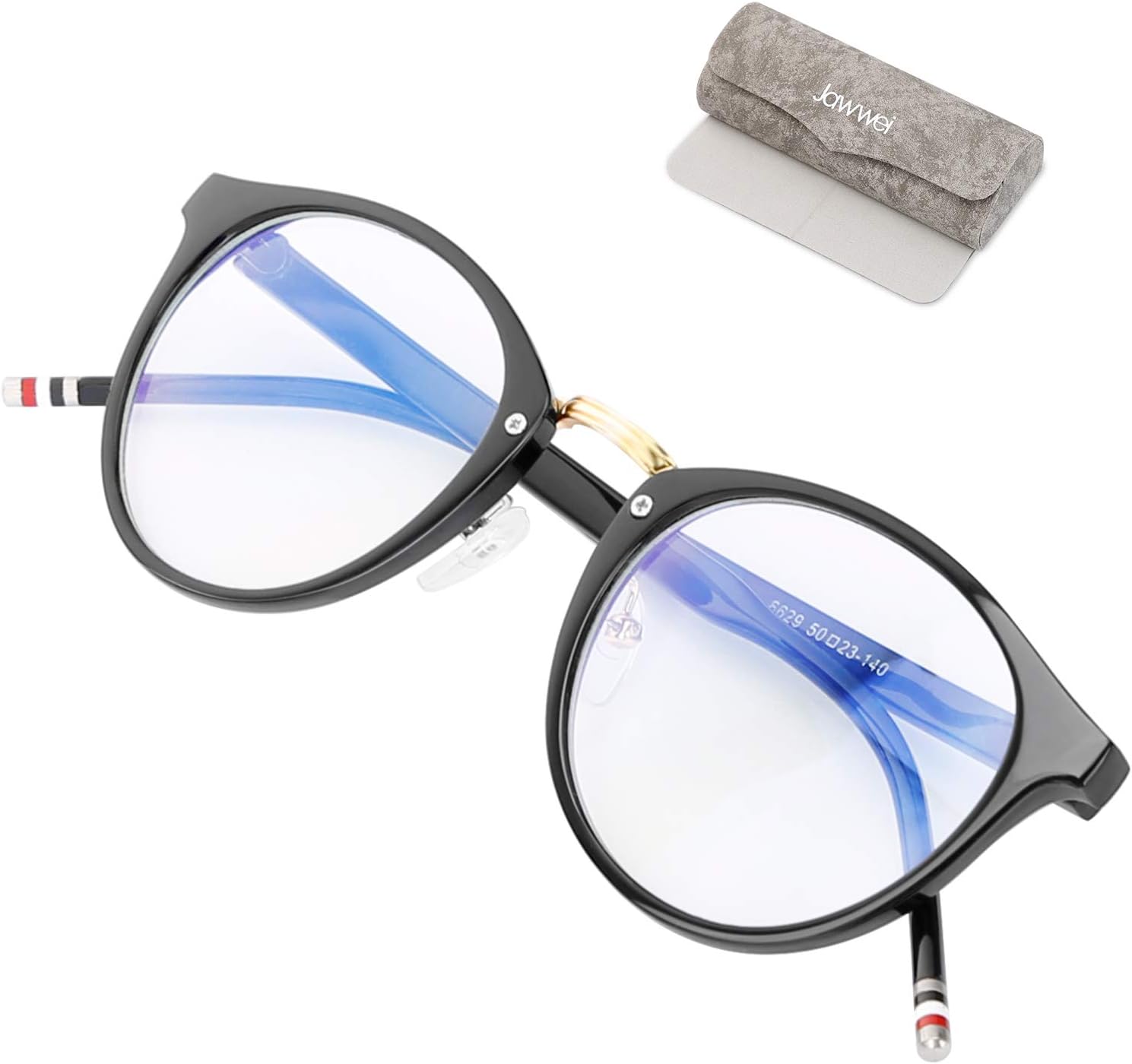 Jawwei パソコンメガネ ブルーライトカット メガネ Pc用 ボストン 丸 眼鏡 おしゃれ 超軽量 透明レンズ 度なし 視力保護 復古輻射防止眼鏡 円形 青色光 紫外線 カットメガネ メンズ レディース 黒 Jawwei パソコン用メガネ 通販 Amazon