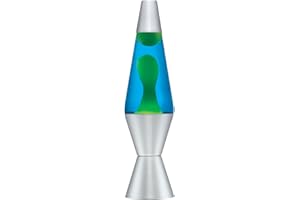 Lava Lite 2124 the Original 14.5-Inch Silver Base Lamp with Yellow Wax in Blue Liquid