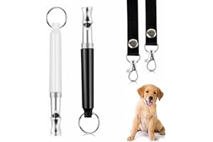 TELADESHX Dog Whistle with Lanyard Whistle to Stop Barking Neighbors Dog Provides The Perfect Bark Control and Effective Memory Training for All Dog Breeds (Black+White, 2 Pcs)