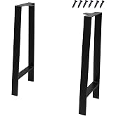 Home Soft Things H Type Square Tube Heavy Duty Table Legs 32" Height Legs for Furniture Coffee Bench Dining End Industrial Table Desk Set of 2 Metal Chair Legs with Black Screws, 32" X 12" X 2.4"
