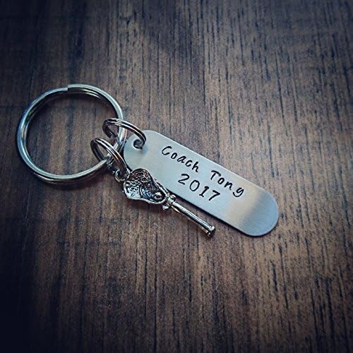 Hand Stamped Personalized Lacrosse Coach Keychain - Coaches Gift - Lacrosse Coach Gift - Lacrosse Gifts - Lacrosse Keychain