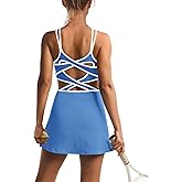 ReachMe Womens Tennis Dress Athletic Dresses with Built in Shorts and Bra Summer Workout Romper Trendy Golf Outfits