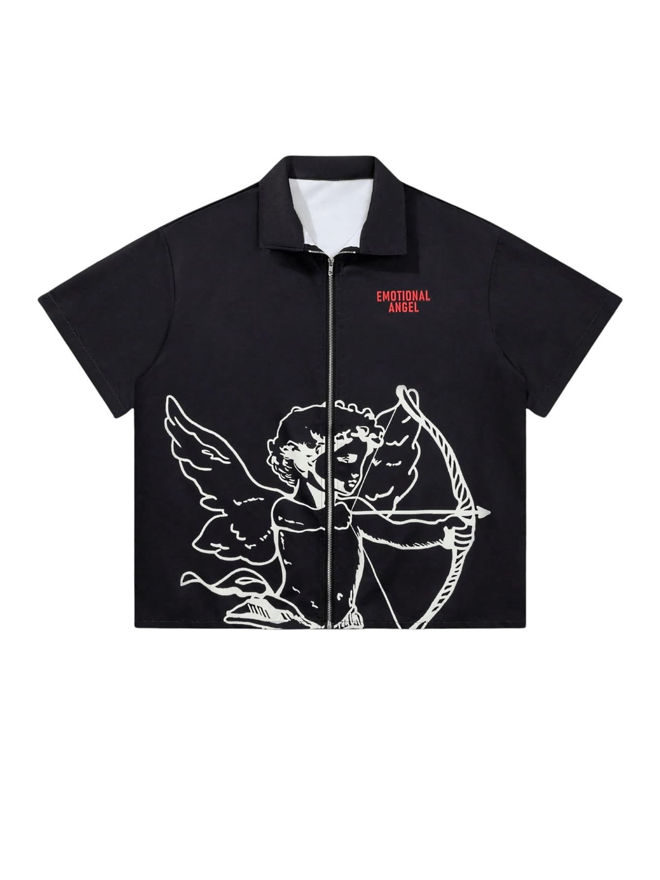 SOLY HUX Men's Summer Zip Up Graphic Tees Short Sleeve Hawaiian Tshirts Lapel Collar Tops