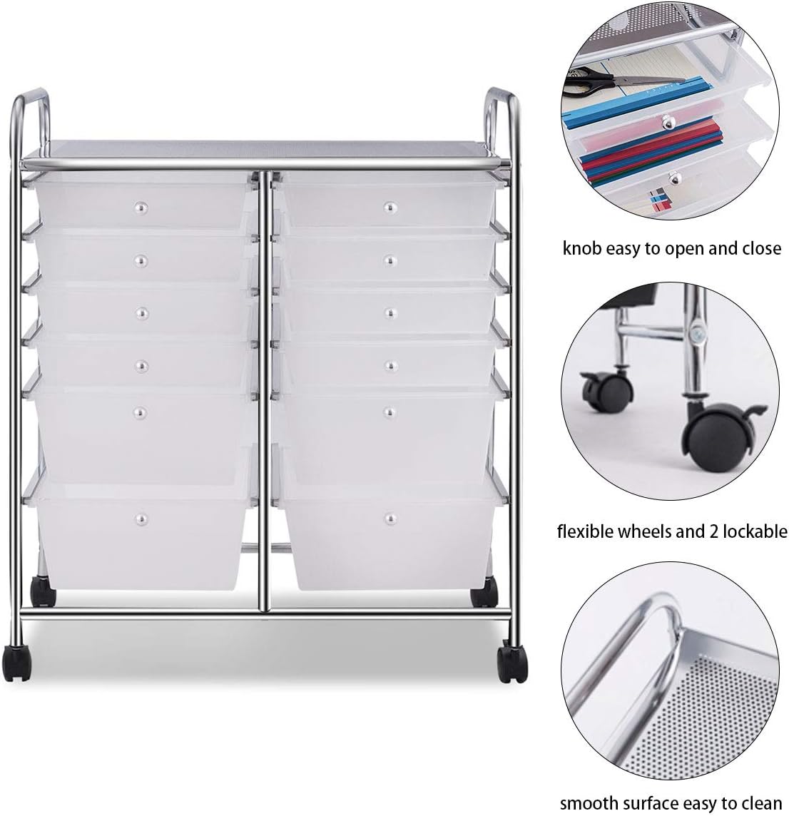 Giantex 12 Drawer Rolling Storage Cart Tools Scrapbook Paper Office School Organizer (White) : Office Products