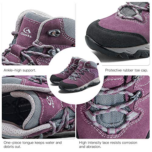 Clorts Women's Classic Hiking Boots Waterproof Suede Leather Lightweight Hiking Shoes Purple US Women Size 9 Medium Width